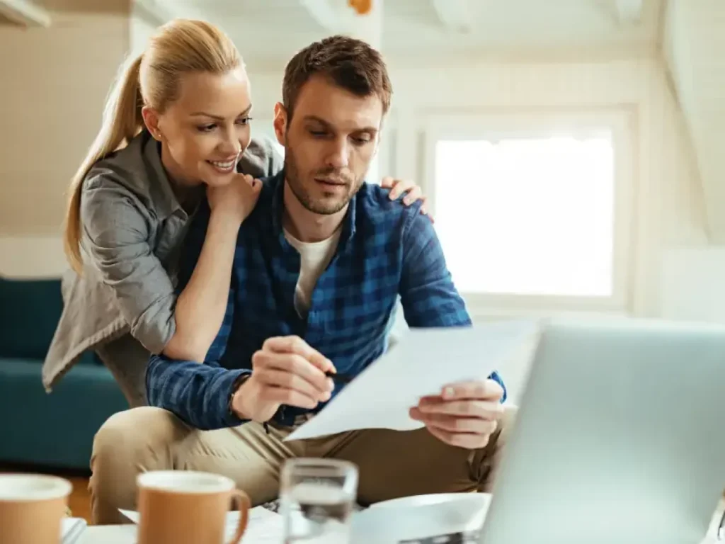 Couple looking at a bill